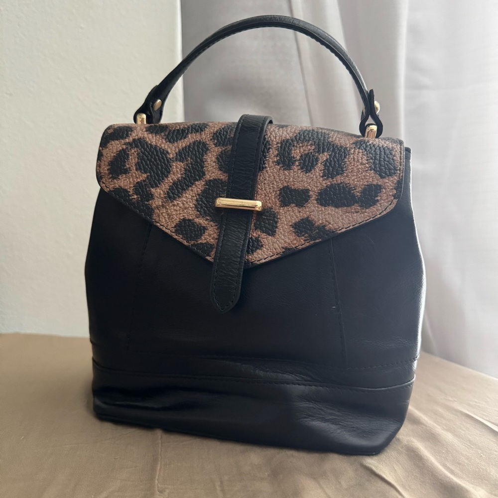 Stylish Black and Leopard Print Women's Bag